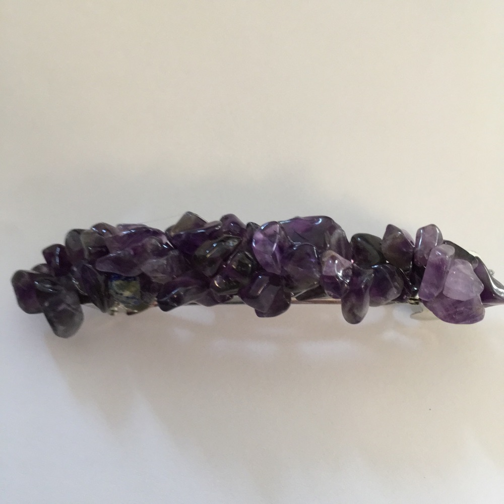 COPY - Barrette Amethyst chips hand made barrette